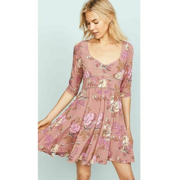 Spell Dresses & Skirts - Spell & The Gypsy Rosa Pink Floral Mini Dress Size XS Half Sleeve Lightweight